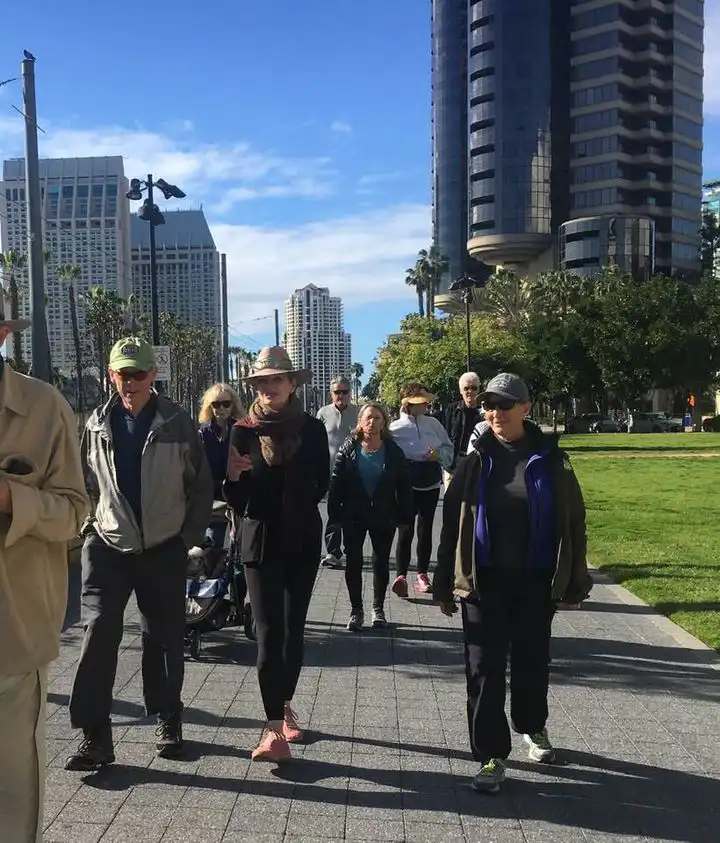 A protest walk along the MLK Promenade.