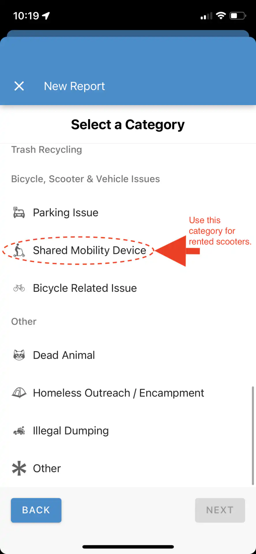 Select the category.